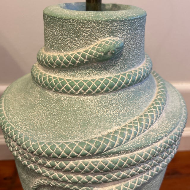 Postmodern Vintage Post Modern Ceramic Serpent Tale Lamp For Sale - Image 3 of 7