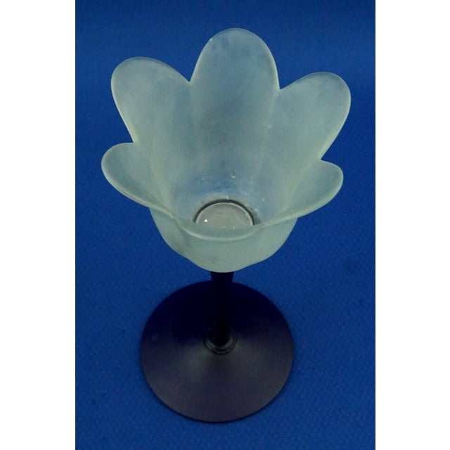 Tulip-Shaped Blue and White Murano Opaline Glass Vase by Alfedo Barbini, Italy, 1950s For Sale - Image 16 of 18