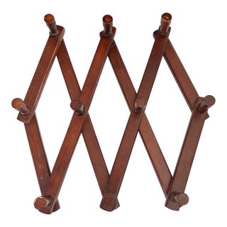 Wall Mounted Accordian Wood Rack Circa 1940 For Sale