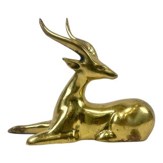 Vintage Brass Gazelle Figurine, 1970s For Sale