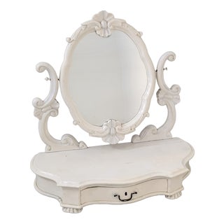 Vintage Whitewashed Dressing Table in Wood, 1940s For Sale