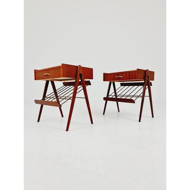 Mid-Century Danish Mahogany and Brass Nightstands, 1960s, Set of 2 For Sale - Image 15 of 18