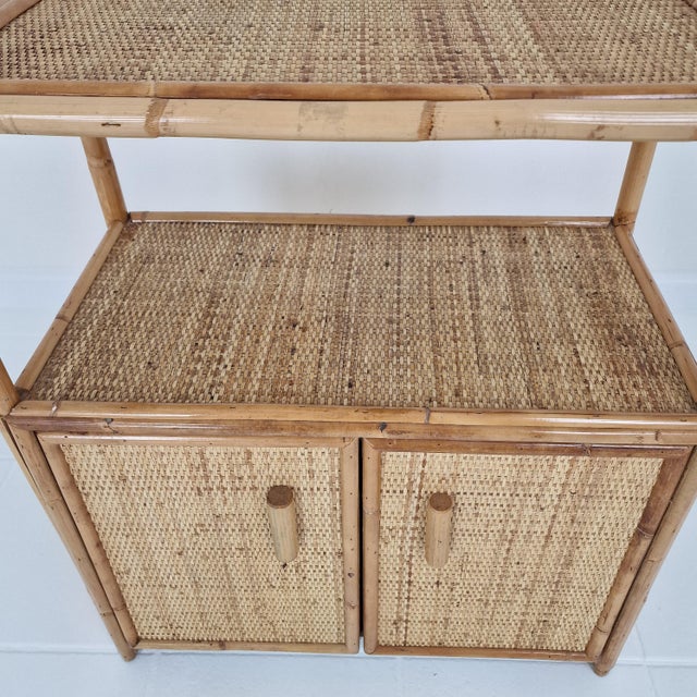 Italian Bamboo and Rattan Cabinet or Bedside Table, 1980s For Sale - Image 6 of 16