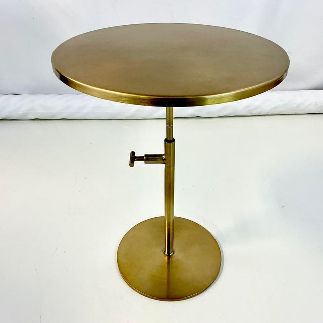 Bronze Vintage Contemporary Modern Metal Articulating Drinks Table With Old Gold Finish. For Sale - Image 8 of 8