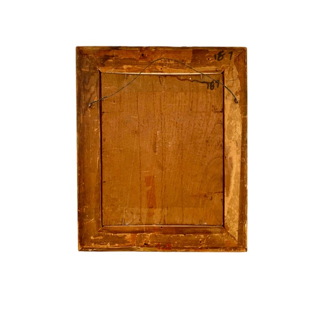 Black Antique Portrait Elgant Lady Fine Painting Oil on Board in Wooden Golden Frame For Sale - Image 8 of 9