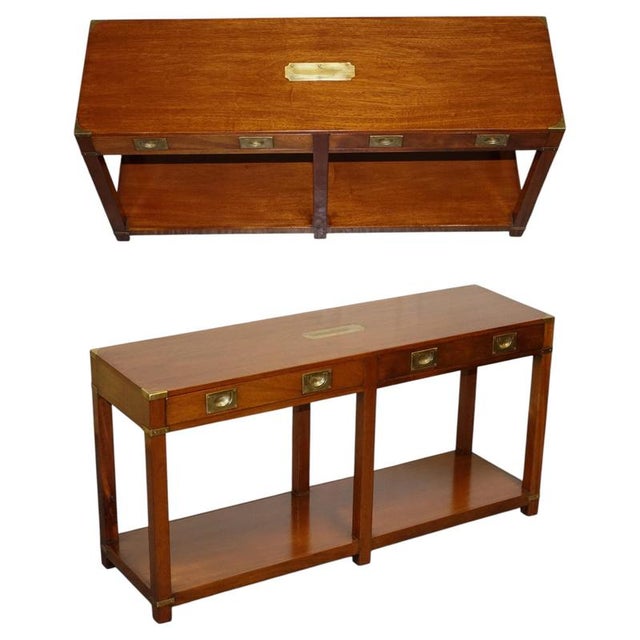Vintage Military Campaign Console Table by London Kennedy for Harrods For Sale - Image 18 of 18