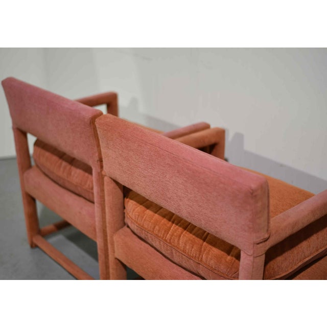 Brown 1970s Hollywood Regency Milo Baughman Style Parsons Geometric Armchairs - Set of 2 For Sale - Image 8 of 9