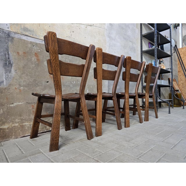 Brutalist Oak Dining Chairs, 1970s, Set of 4 For Sale - Image 16 of 18
