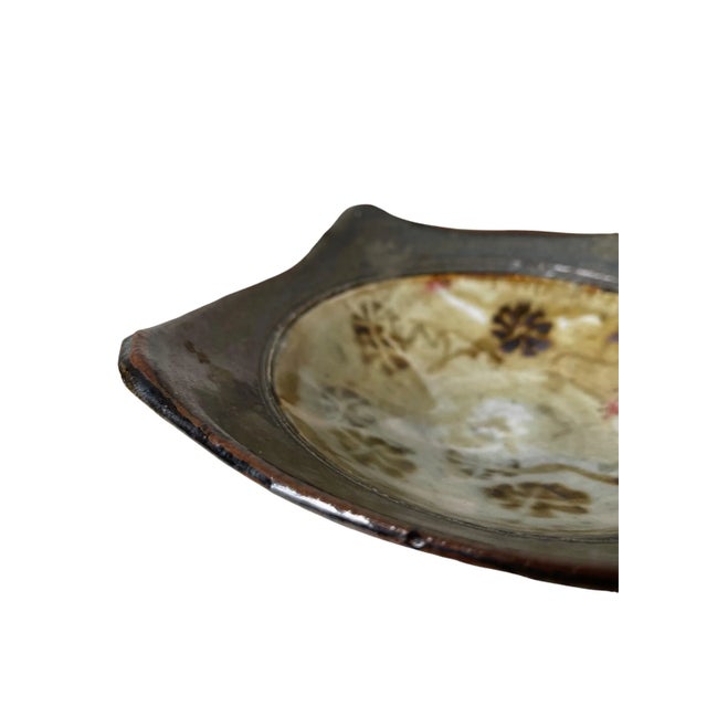 Mid-Century Multi Dimensional Artisan Glazed Ceramic Bowl Singed Functional Art For Sale - Image 11 of 12