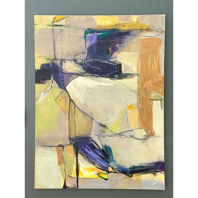 Vintage Abstract Expressionist Oil Painting on Canvas For Sale - Image 4 of 12