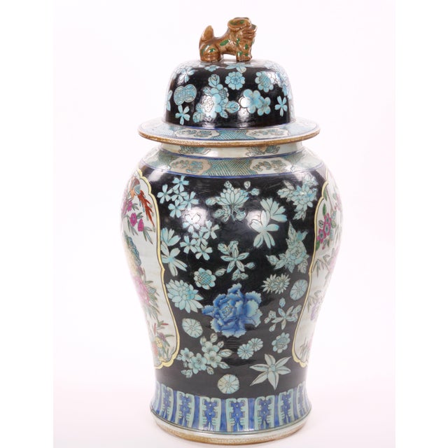 Large 19th Century Chinese Export Hand-Painted Enameled Lidded Decorative Urn For Sale - Image 13 of 14