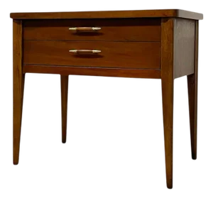 Mid-Century Modern One-Drawer End Table With Brass Tone Handles, 1960s