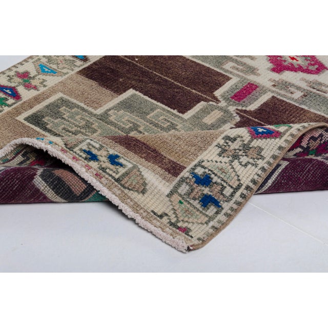 Vintage Hand-Knotted Oushak Hallway Rug For Sale - Image 8 of 12