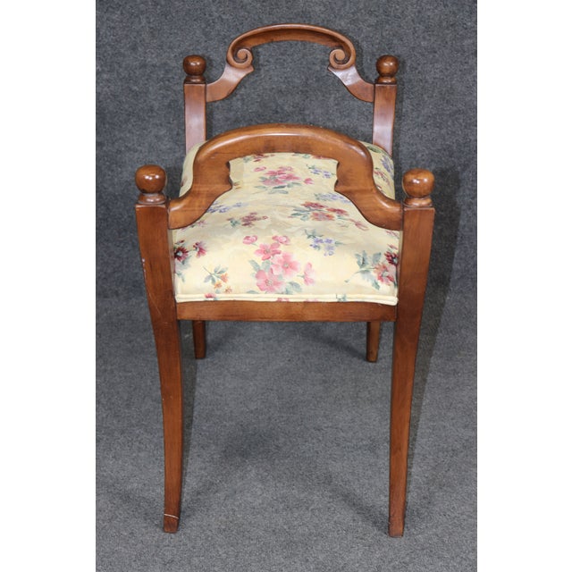 Wood Carved Walnut Italian Biedermeier Style Carved Bench C. 1930's For Sale - Image 7 of 9