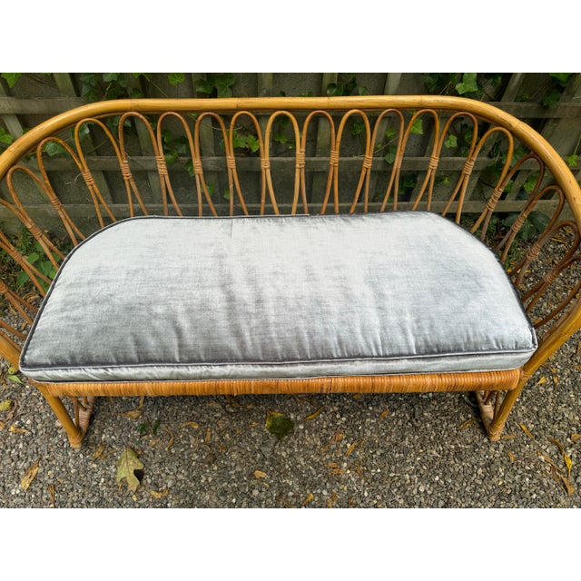 Charming Rattan Bench For Sale In New York - Image 6 of 11