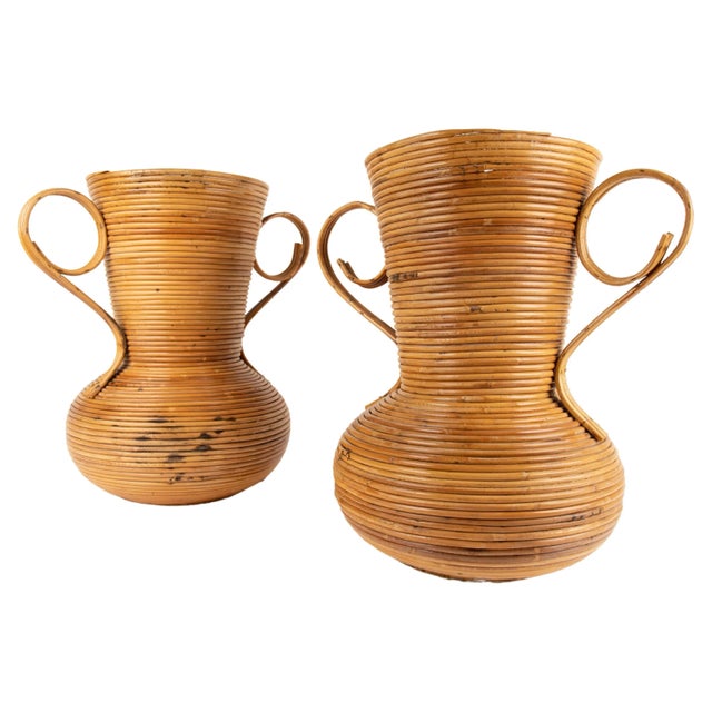 Rattan Amphorae or Vases from Vivai Del Sud, Italy, 1960s, Set of 2 For Sale - Image 13 of 13