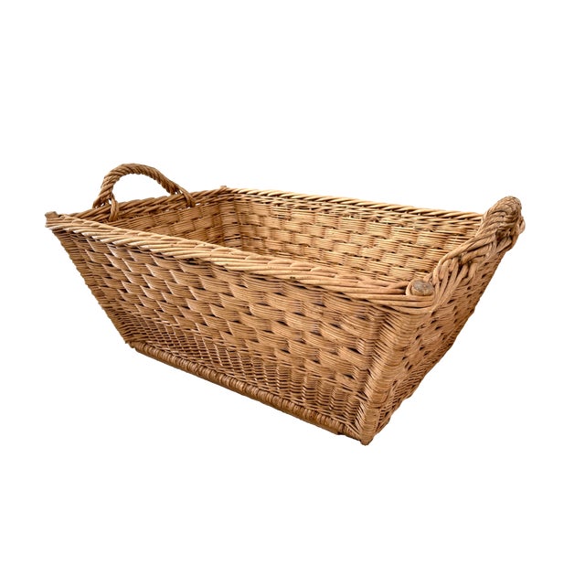 1960s 1960s French Wicker Market Basket 33 X 21 For Sale - Image 5 of 9