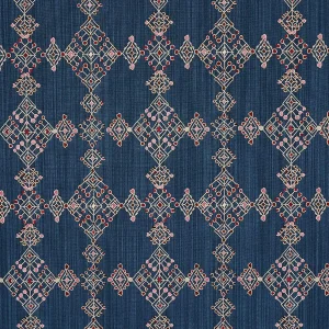 Schumacher Kalindi Embroidery Fabric in Indigo