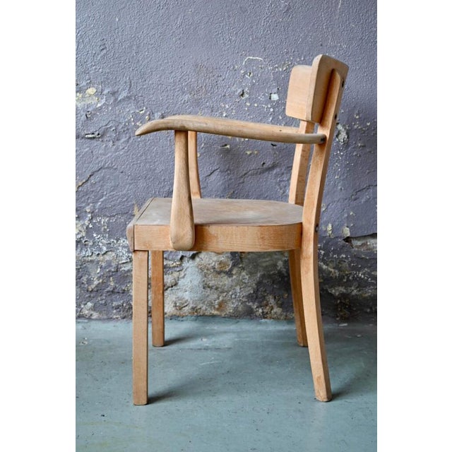 Mid-Century Modern Patinated Wood Desk Chair, France, 1950 For Sale - Image 3 of 13