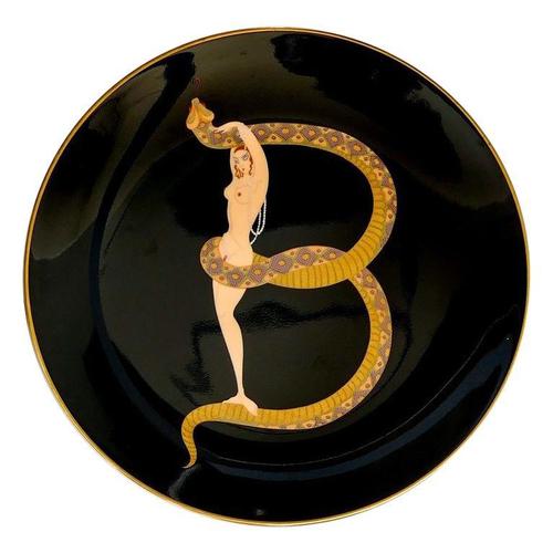1980s B Plate The Alphabet in Porcelain by Erté After, 1986 For Sale - Image 5 of 5