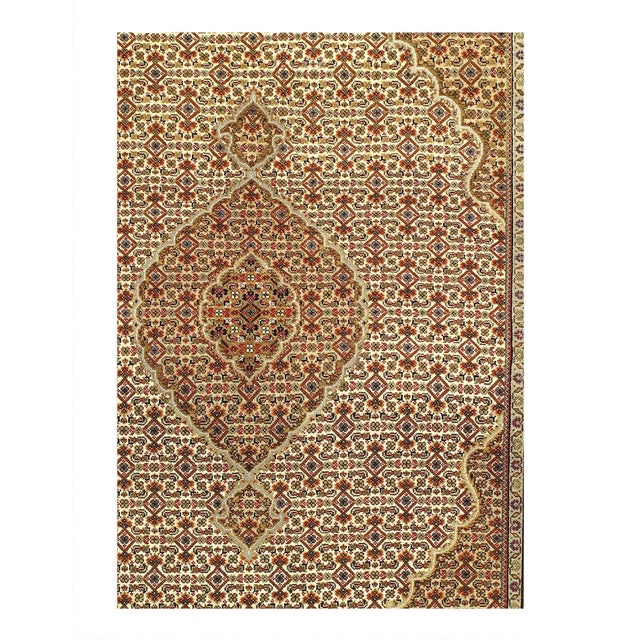 This is a hand-knotted TABRIZ Design Rug. Silk & Hand-Spun Wool Rug. All natural Dyed, This rug has a dense, soft pile,...