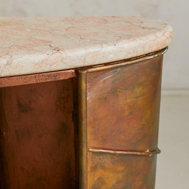Vintage Custom Italian Metal Bar Cabinet with Blush Marble Top For Sale - Image 18 of 18