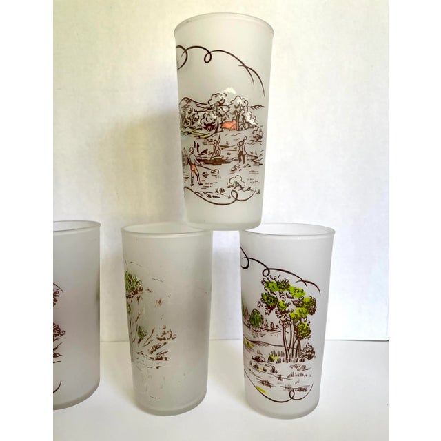 1950's Currier and Ives Tumbler Glasses - Set of 6 For Sale In Los Angeles - Image 6 of 8