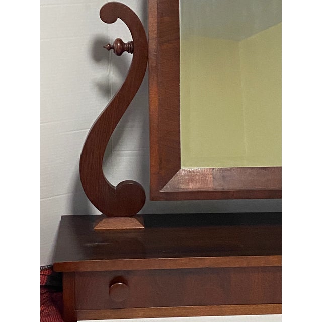 19th Century Biedermeier Style Vanity Dresser Mirror Console Table Top For Sale - Image 4 of 10