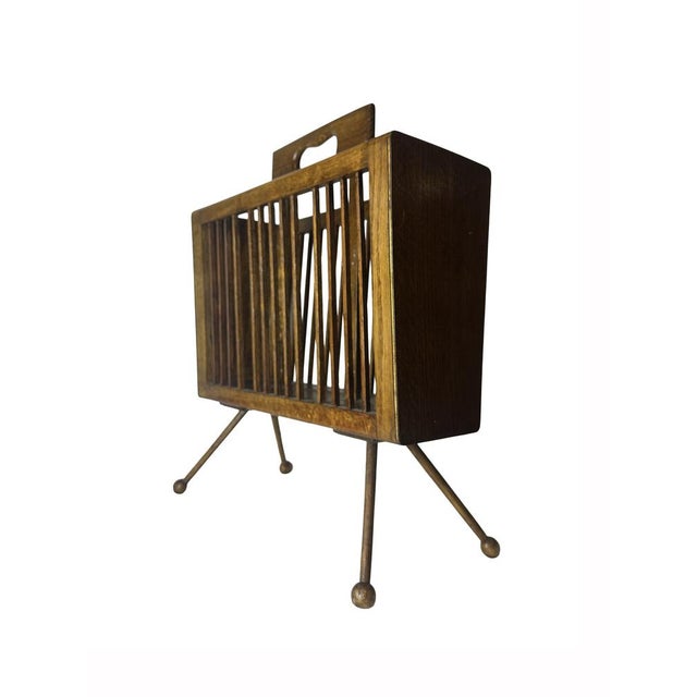 Brown Mid-Century Magazine Rack in White Oak and Mahogany Stain, 1950s For Sale - Image 8 of 13