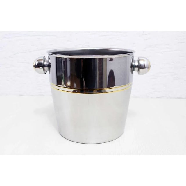 Ice Bucket in Stainless Steel and Leather from Mepra, 1980s For Sale - Image 11 of 11