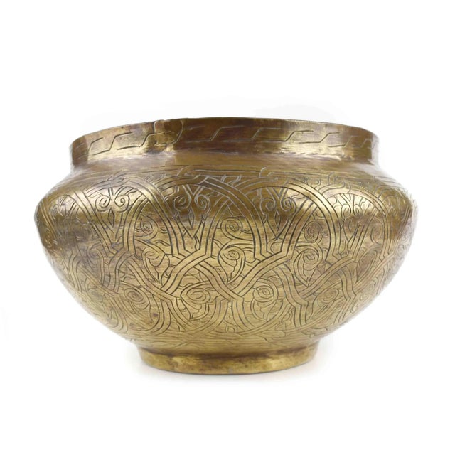 Early 20th Century Hand Made Brass Engraved Pot Jardiniere Planter Vase For Sale - Image 10 of 11