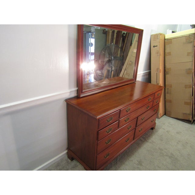 Item 87772: Henkel Harris solid cherry dresser with mirror. Age: 1960's. Details: Number 24 finish and dovetailed drawers....