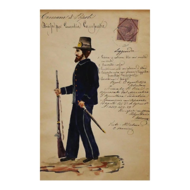 Unknown, Guard, Watercolor, Early 20th Century For Sale