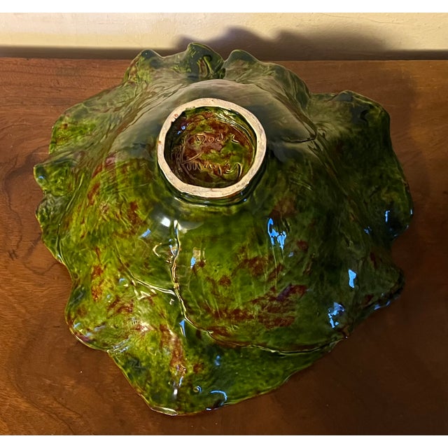 Large Dodie Thayer Sea Grape Leaf Serving or Centerpiece Bowl For Sale - Image 9 of 17