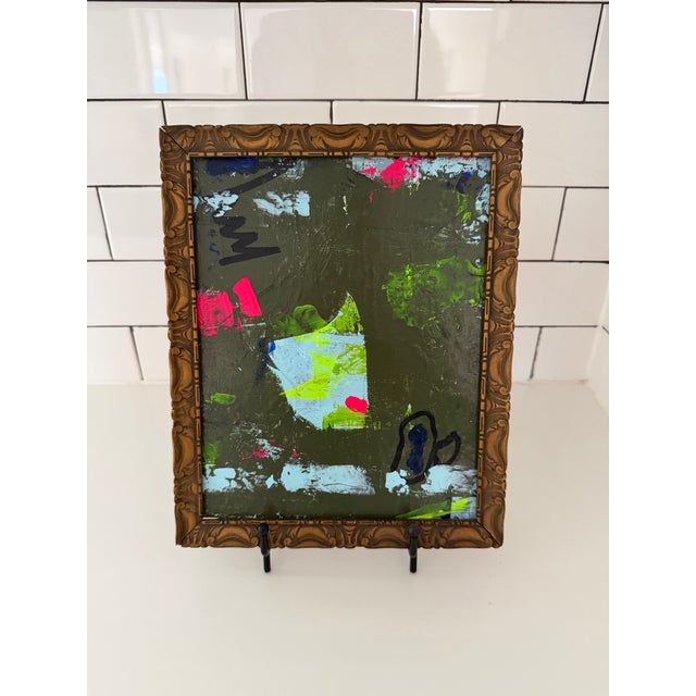 This is an original abstract painting by Houston artist, Shannon Weir. The frame is antique and from an estate sale in...