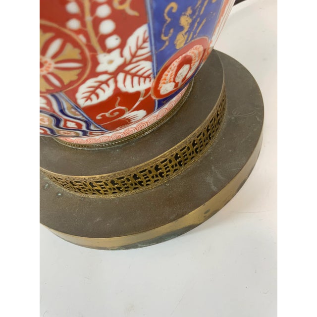 Large Antique Japanese Fukagawa Porcelain Lamp With Dragons . For Sale - Image 9 of 13