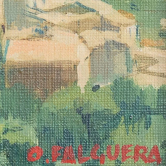 1990s Oscar Falguera, Mountain Village Near Tarragona, Spain, 1990s, Oil on Canvas For Sale - Image 5 of 9