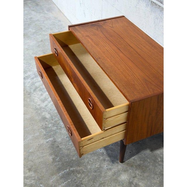 Small Danish Teak Dresser With 2 Drawers Scandinavian Mid-Century Modern Vintage For Sale In Los Angeles - Image 6 of 12
