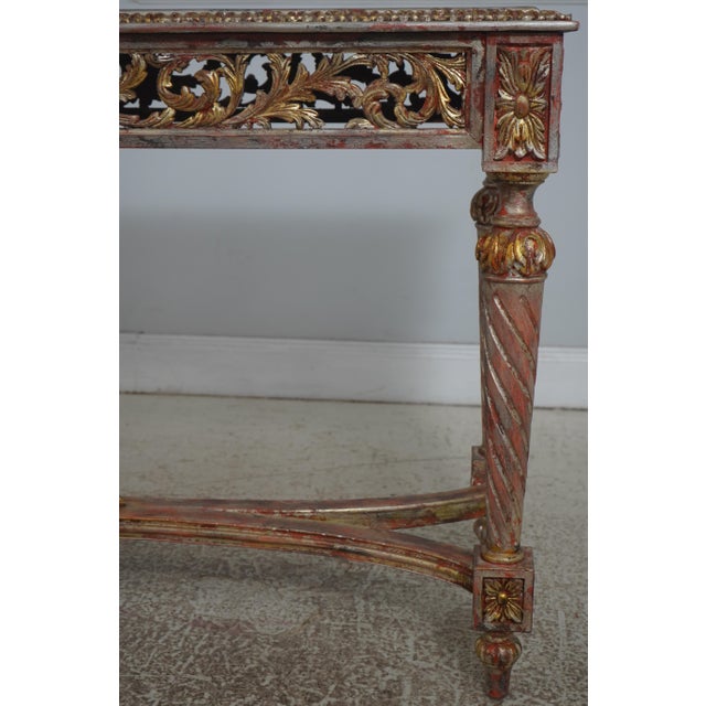 1970s French Louis XVI Mirror Top Carved Console Table For Sale - Image 5 of 14