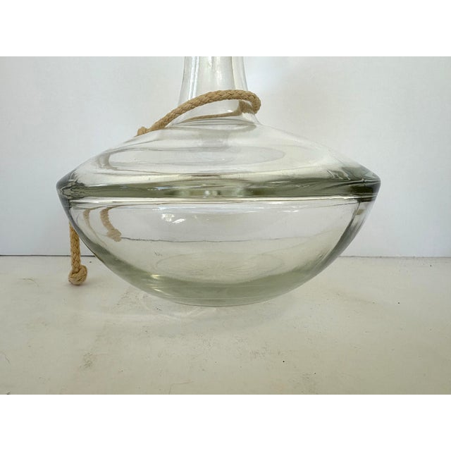 Nautical Vintage Nautical-Style Clear Glass Decanter With Rope Accent and Original Stopper For Sale - Image 3 of 8