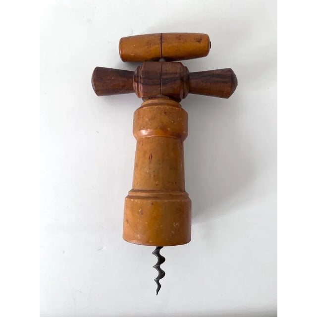 Mid-Century Modern Cork Screw Made of Wood with Metal Screw For Sale - Image 3 of 8