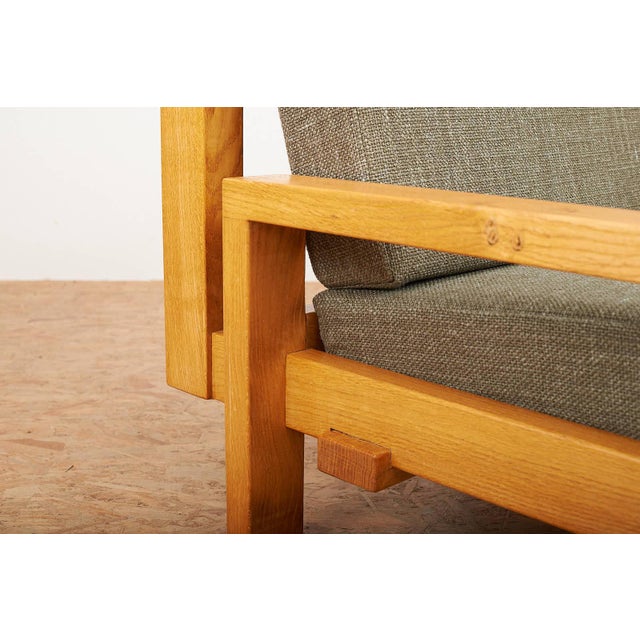 Lounge Chairs with Oak Frame and Green Fabric, Set of 2 For Sale - Image 11 of 15