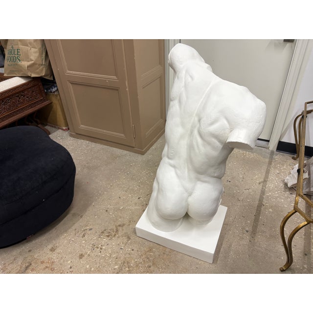 1940s Italian Plaster Male Torso Sculpture of a Classical Athlete For Sale - Image 13 of 14