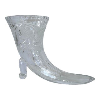 Vintage West Germany Lead Cut Crystal Cornucopia Vase – 11.25” For Sale