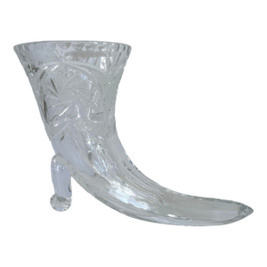 Vintage West Germany Lead Cut Crystal Cornucopia Vase – 11.25”