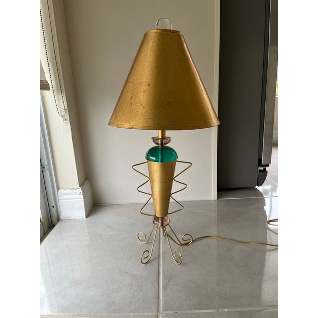 1970s 1970s Van Teal Style Table Lamp, Gold With Lucite For Sale - Image 5 of 9