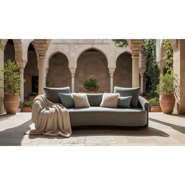 Textile Serene Outdoor Sofa 91" – Bouclé All-Weather Gray Fabric For Sale - Image 7 of 8