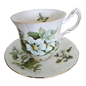 1950s Paragon Dogwood Canadian Provincial Flowers Tea Cup Duo, by Appointment to Her Majesty the Queen China Potters Teacup Set- 2 Pieces