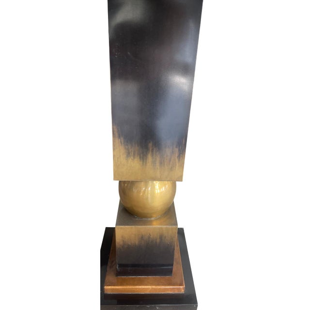 Black Pair of Italian Modern Two-Tone Parchment, Resin & Metal Side Tables. 1980's. For Sale - Image 8 of 8