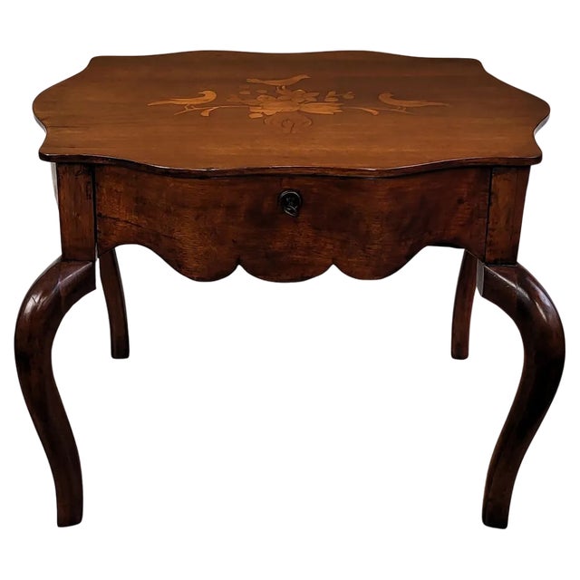 Italian Neoclassical Walnut Inlay Marquetry Spider Coffee or Side Table, 1950s For Sale